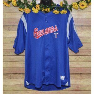 True Fan MLB Texas Rangers Button Up Jersey Shirt Men's 2XL Gameday Fanwear